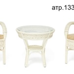 Комплект террасный ANDREA (стол кофейный со стеклом + 2 кресла + подушки) в Джанкое